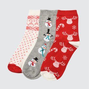 3 Pairs Woman Christmas Socks Over The Calf